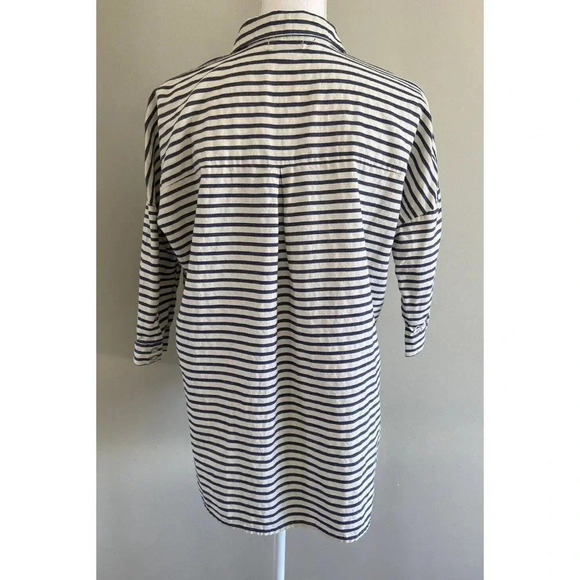 BDG Urban Outfitters Shirt Blouse Blue Cream Stripe Small S - Picture 2 of 4